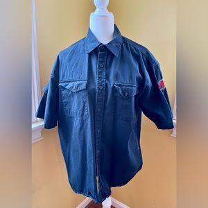 DICKIES men’s navy blue button up short sleeve shirt size L